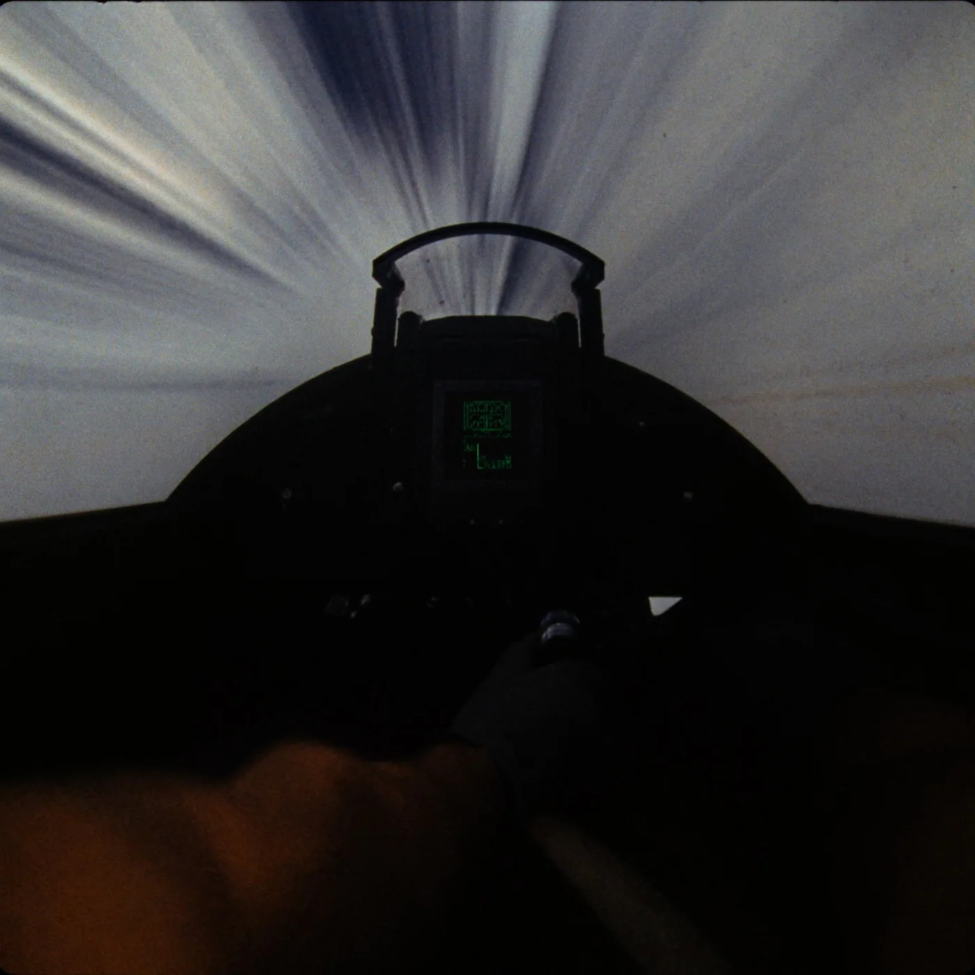 Pilot view from a cockpit at speed